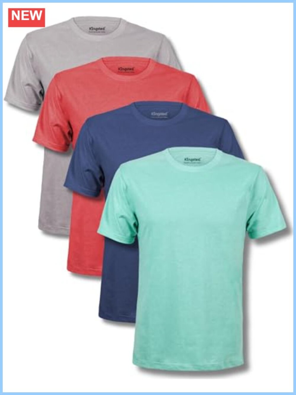 Super Soft Comfy Cotton Blend Crew Neck Tee Shirts for Men - 4 Pack Classic Fit